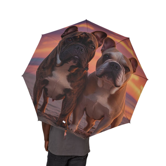 French Bulldog Love Semi-Automatic Foldable Umbrella