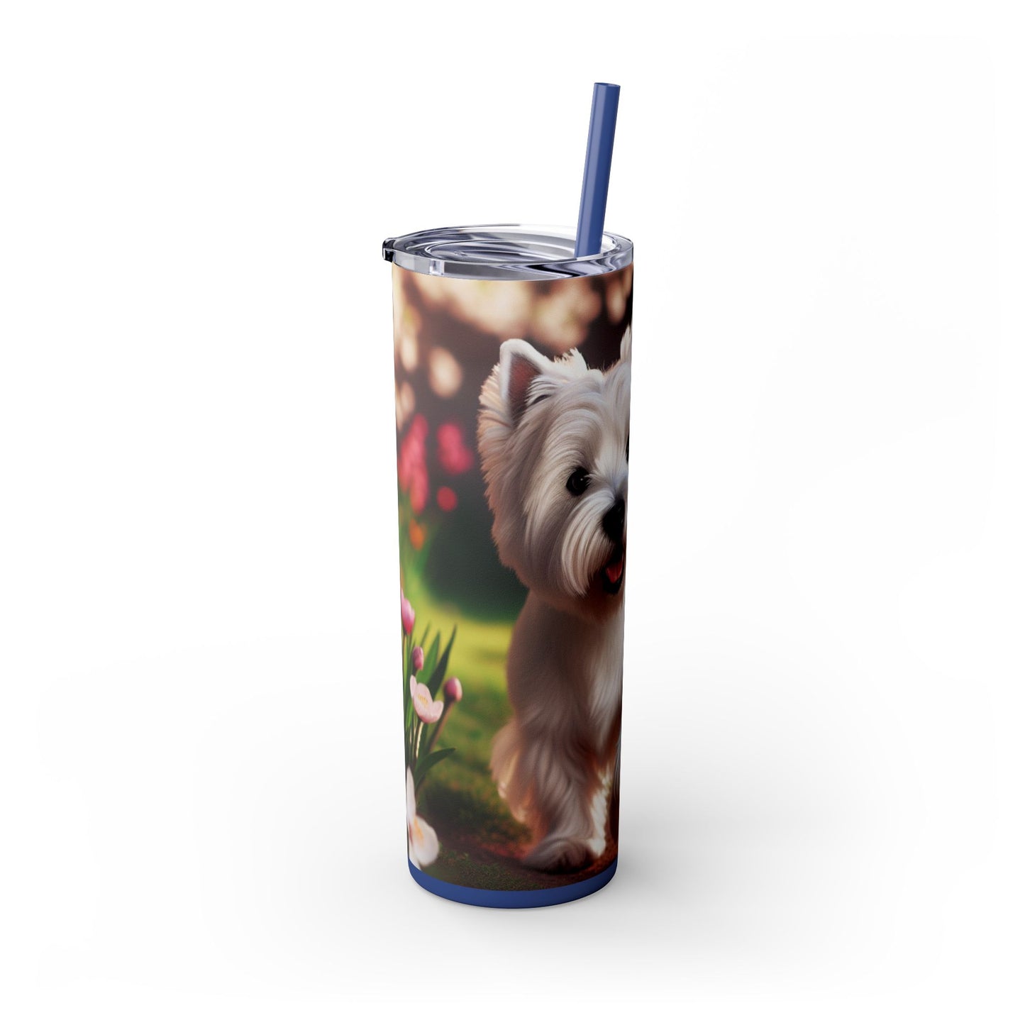 West Highland White Terrier Skinny Tumbler with Straw, 20oz