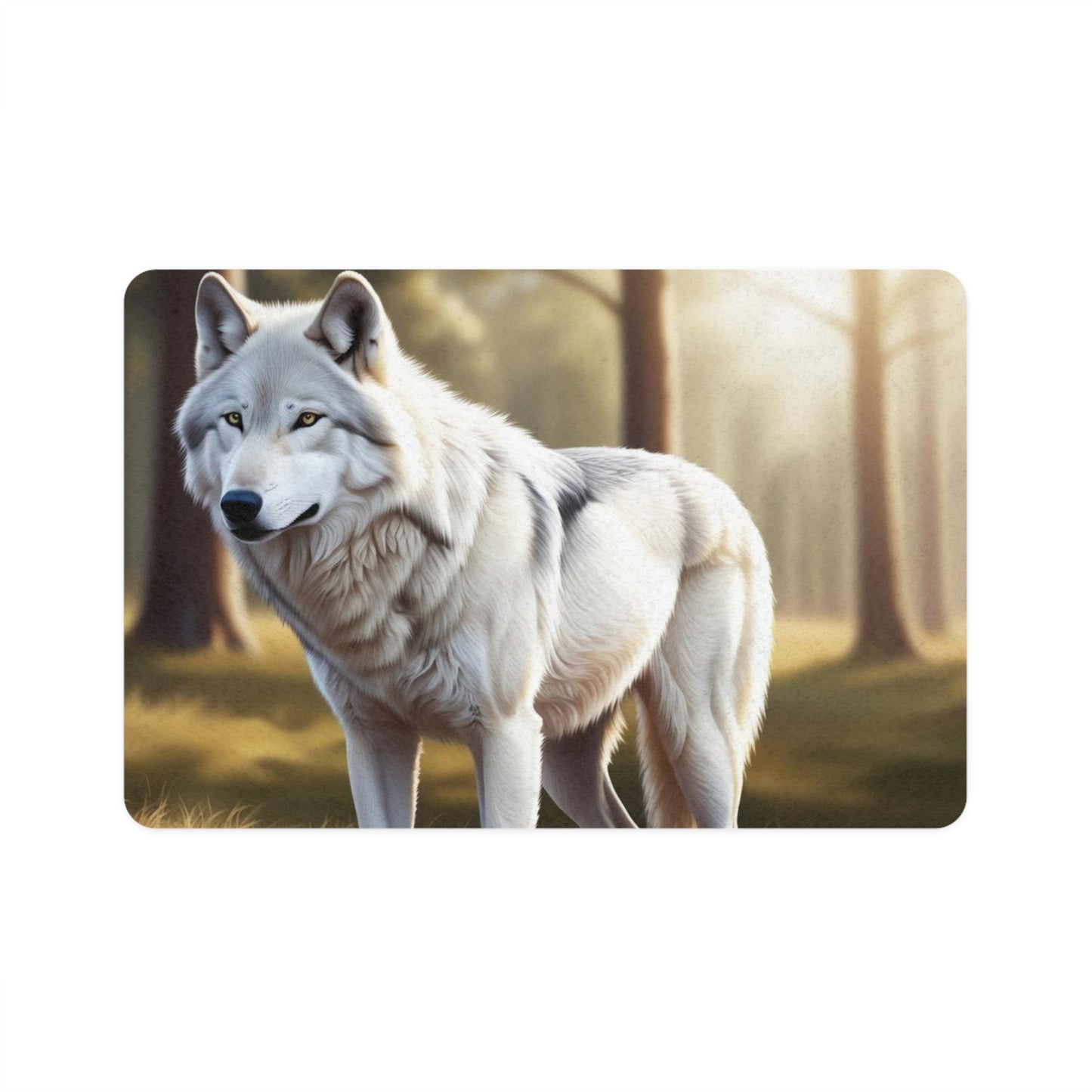 Pet Food Mat (12x18) - White Wolf