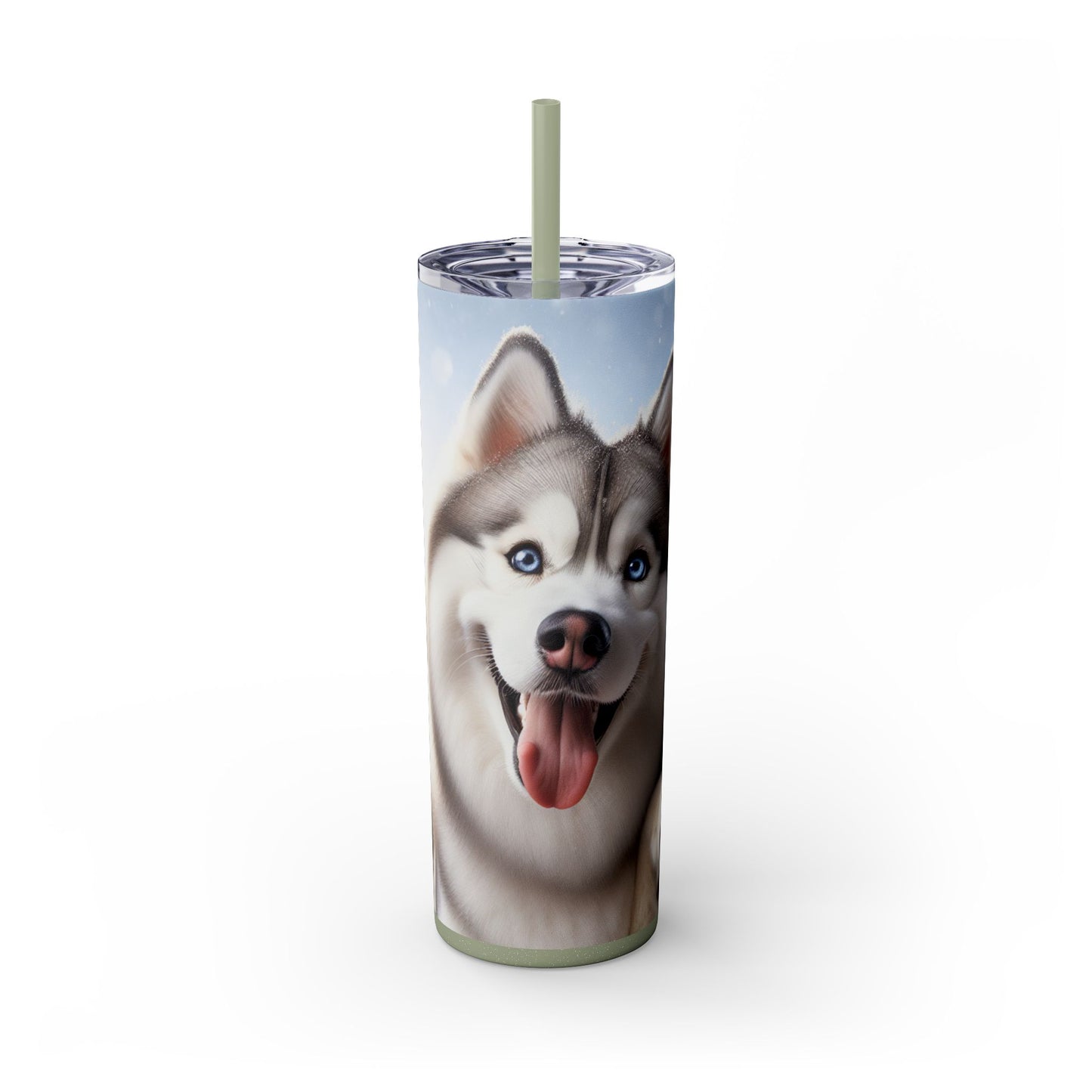 Siberian Husky Skinny Tumbler with Straw, 20oz