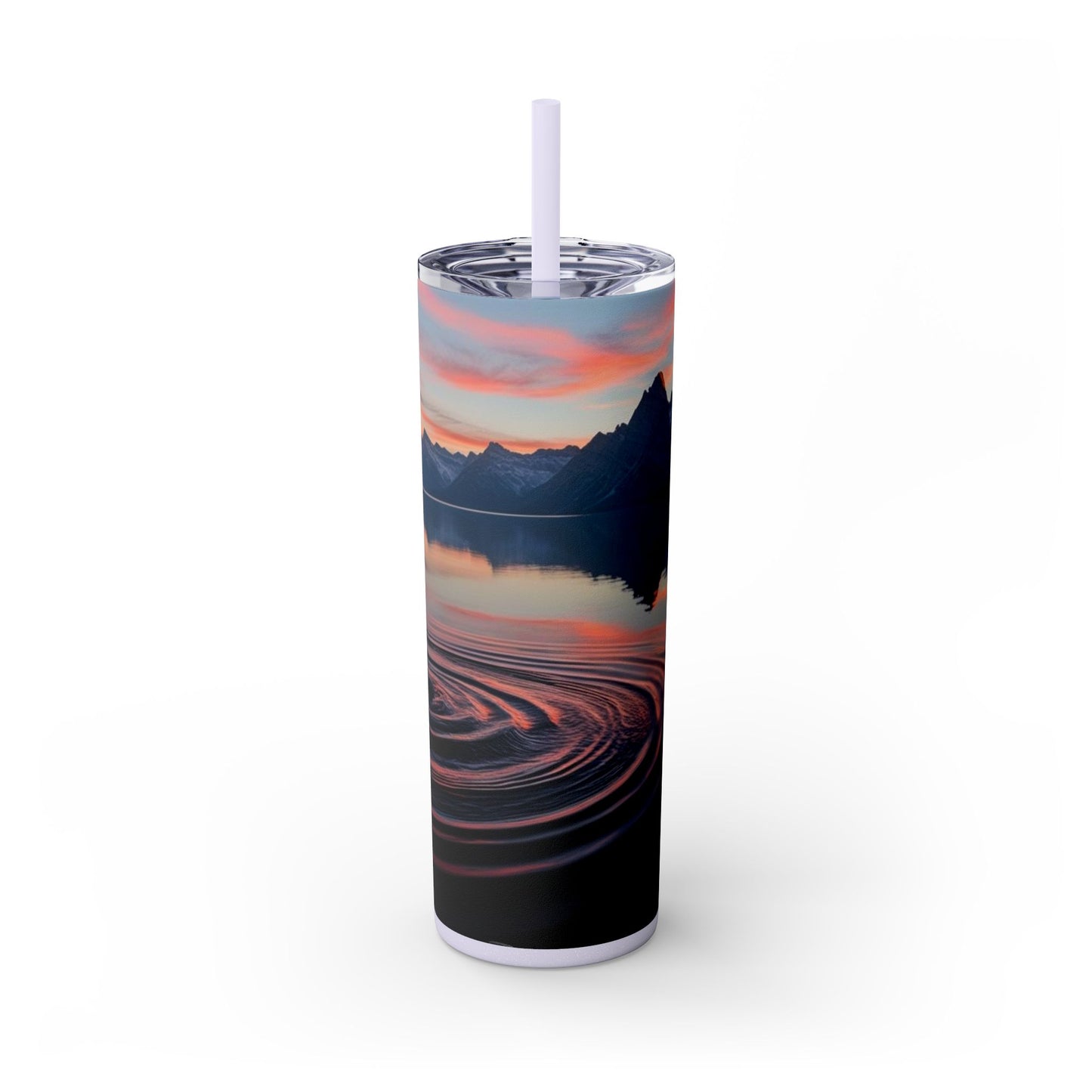 Ripple in a Mountain Lake Skinny Tumbler with Straw, 20oz