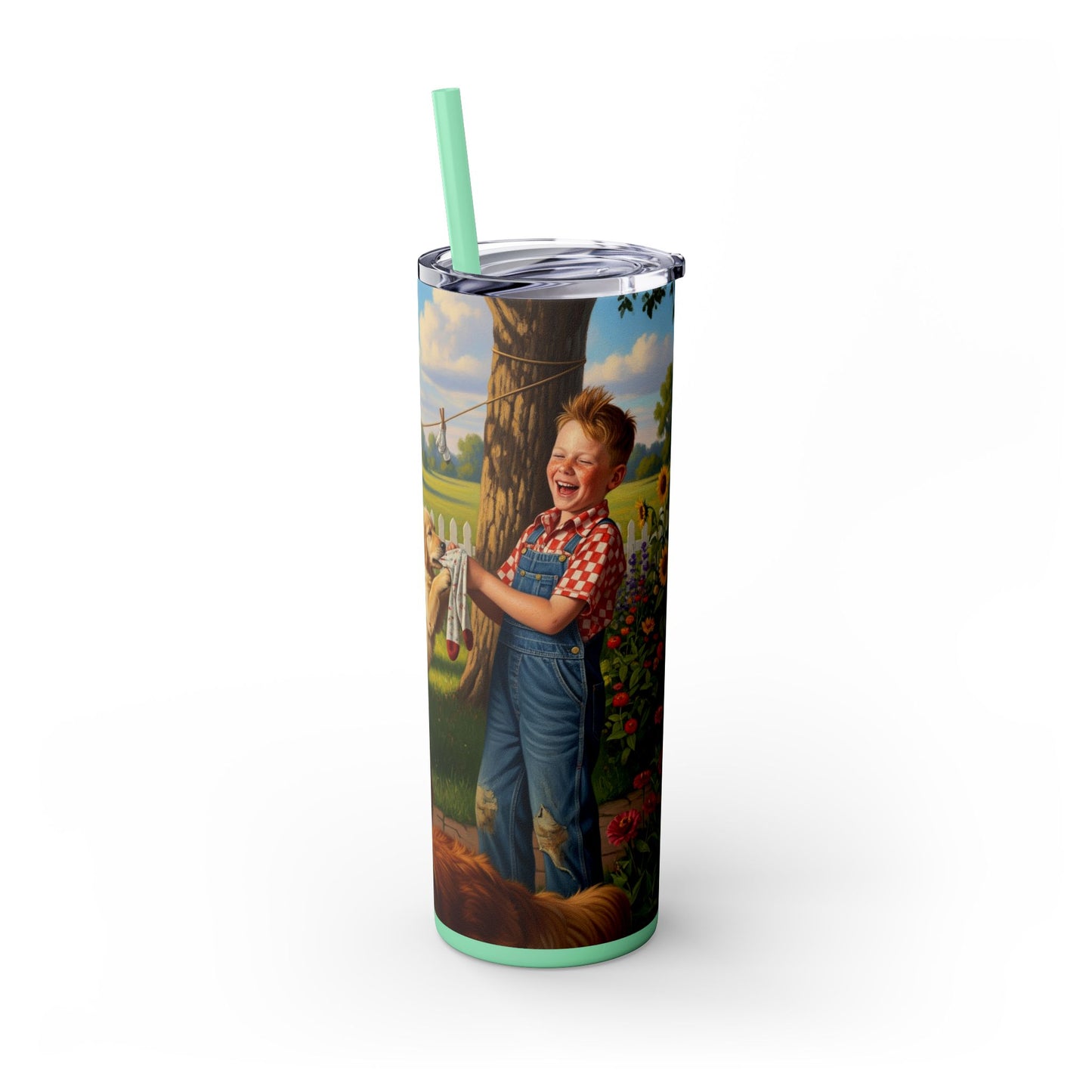 Golden Retriever Skinny Tumbler with Straw, 20oz