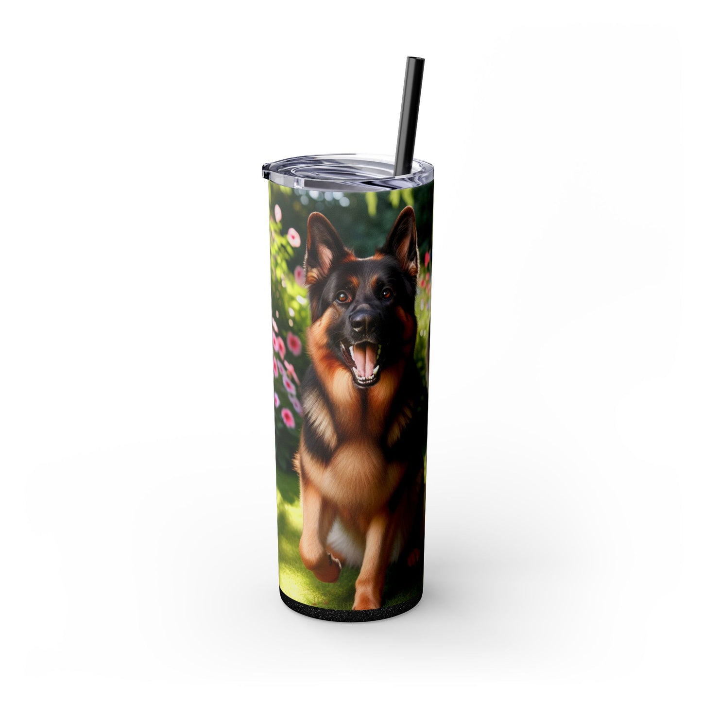 German Shepherd Skinny Tumbler with Straw, 20oz