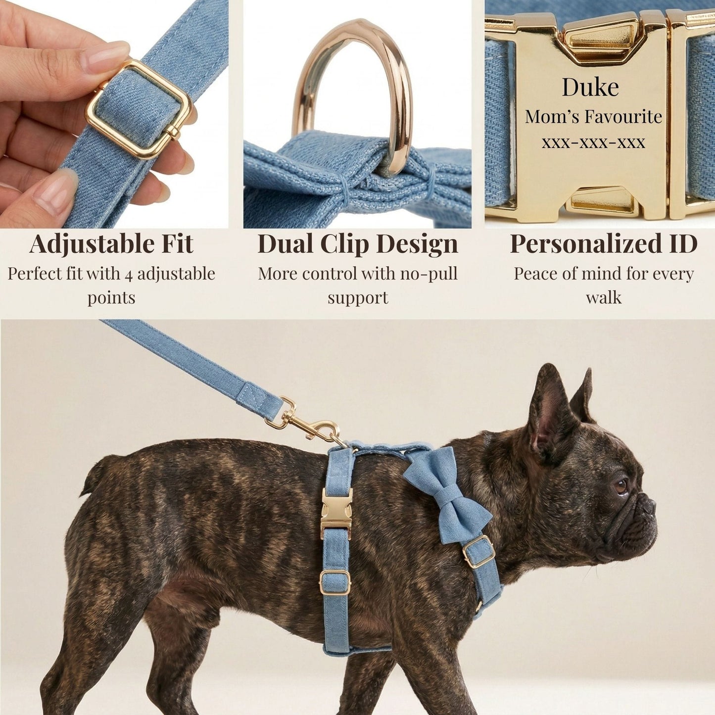 Ensemble classique en denim bleu personnalisé