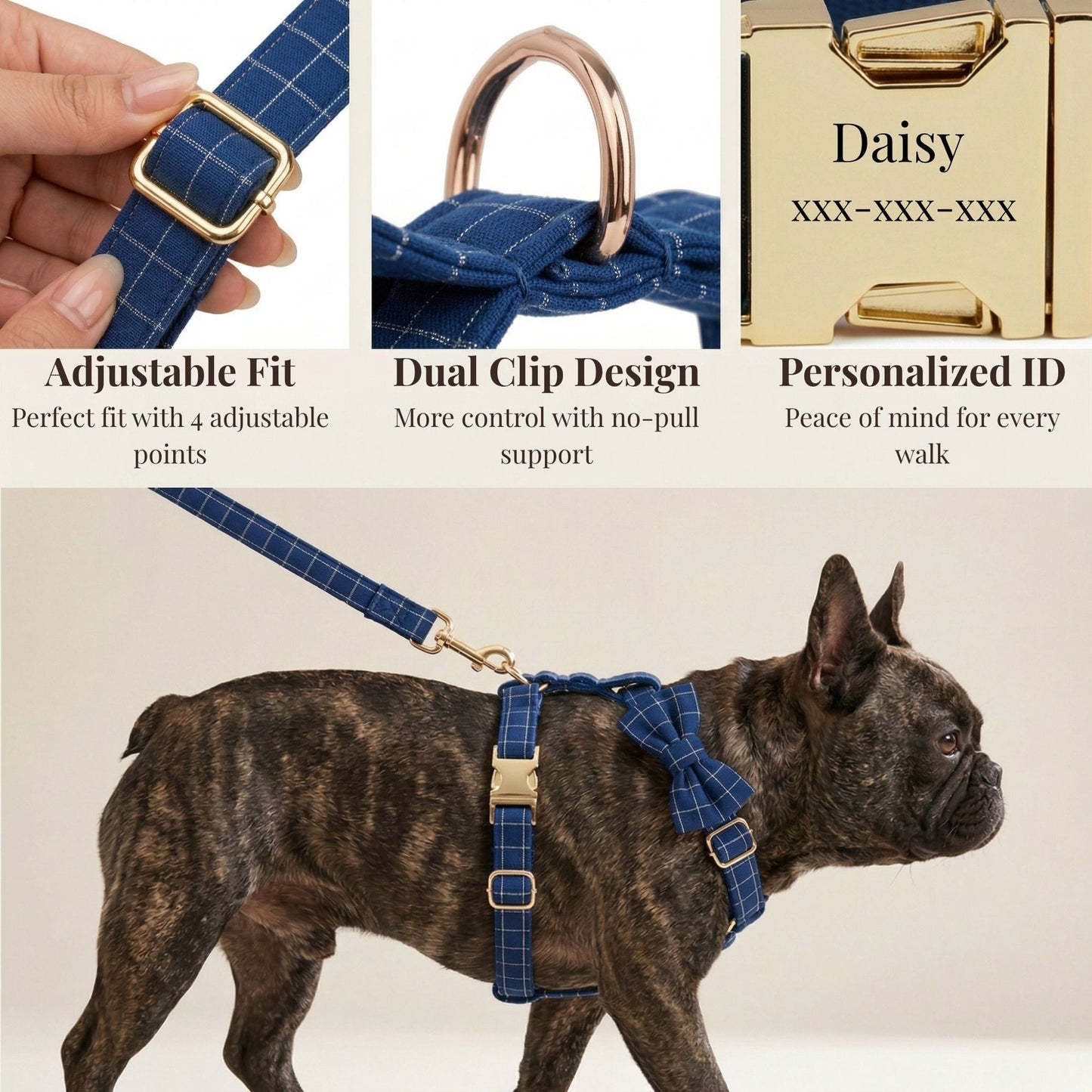 Conjunto clásico de cuadros azul oscuro personalizado