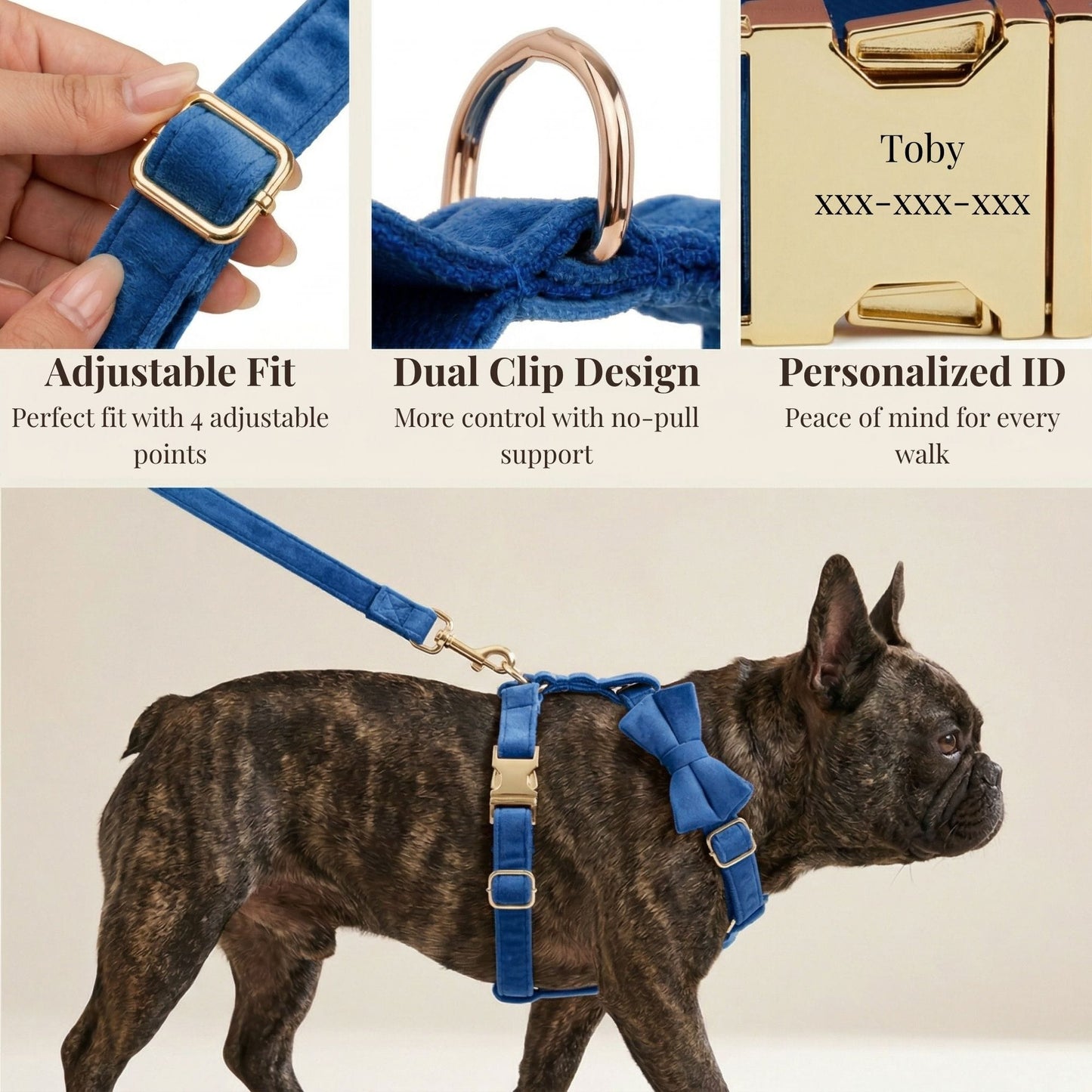 Conjunto clásico de terciopelo azul personalizado