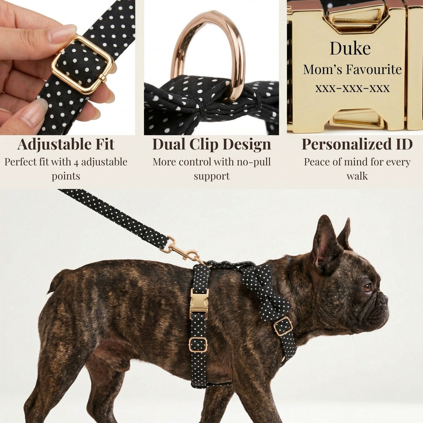 Ensemble classique personnalisé à pois noirs