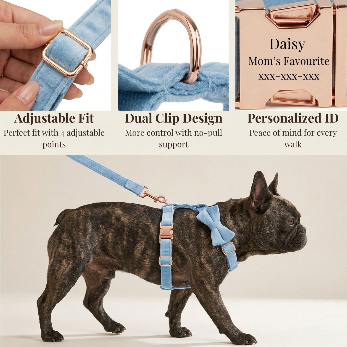 Ensemble classique personnalisé en velours bleu