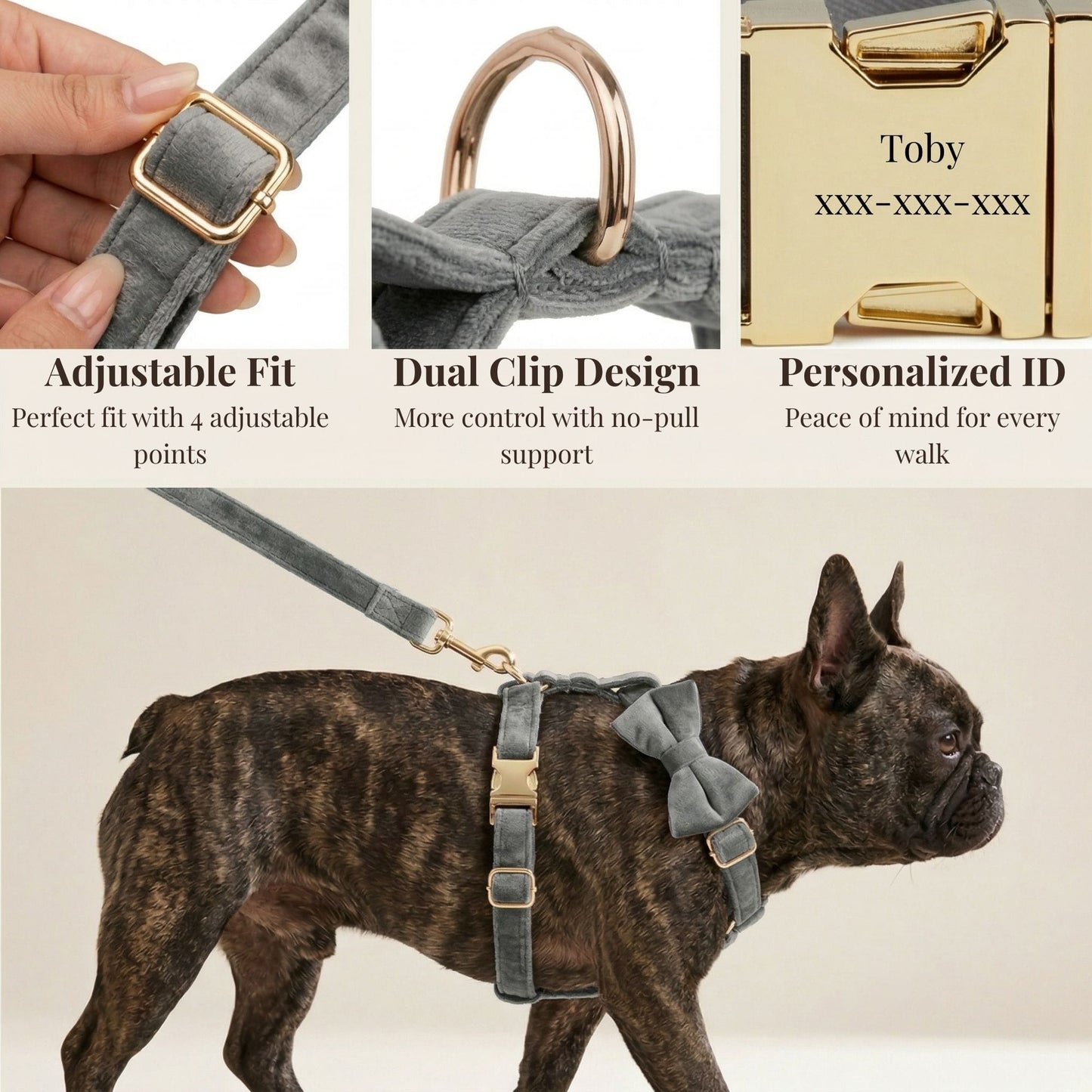 Conjunto clásico de terciopelo gris oscuro personalizado