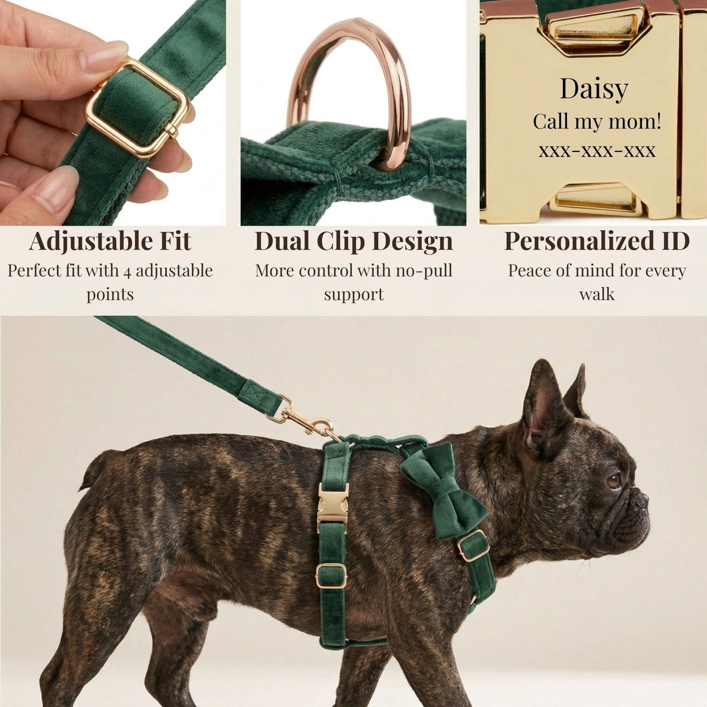 Ensemble classique personnalisé en velours vert foncé