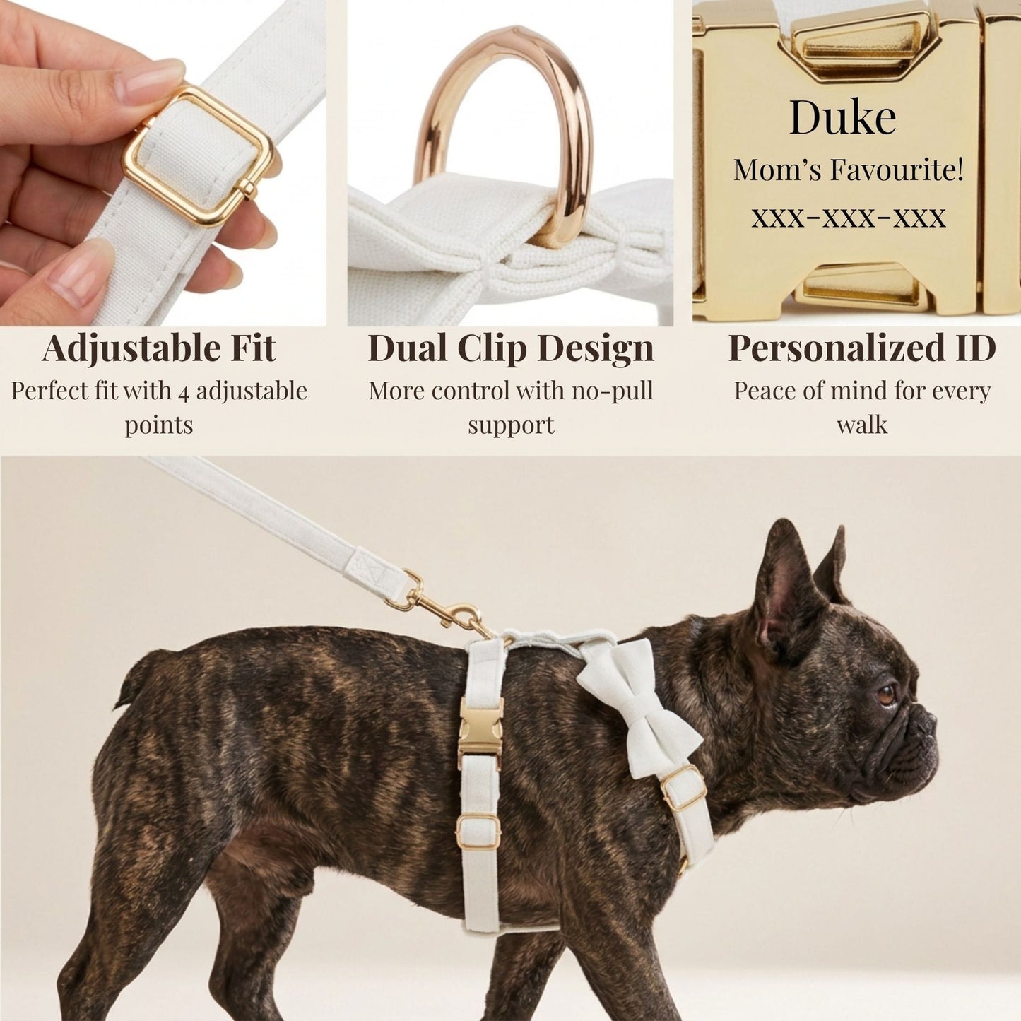 Conjunto clásico de terciopelo blanco personalizado para bodas