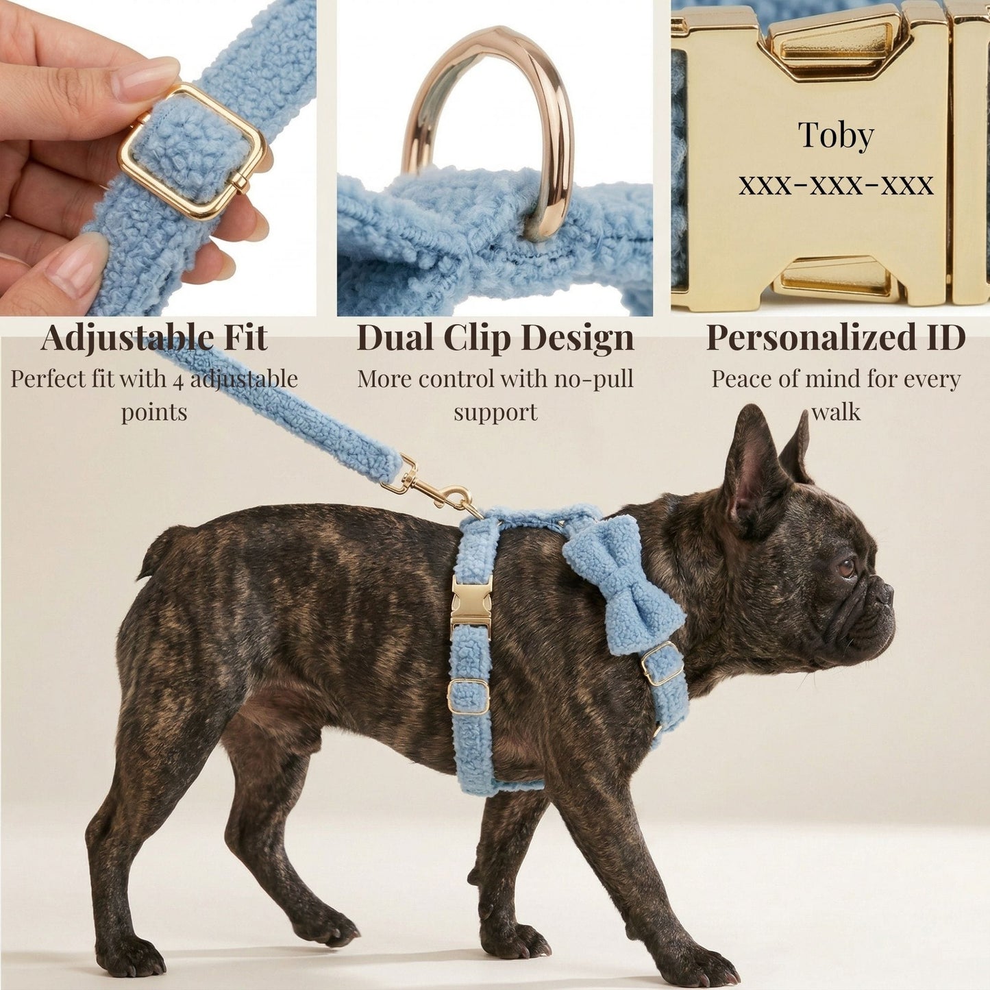 Ensemble classique personnalisé en velours ours bleu