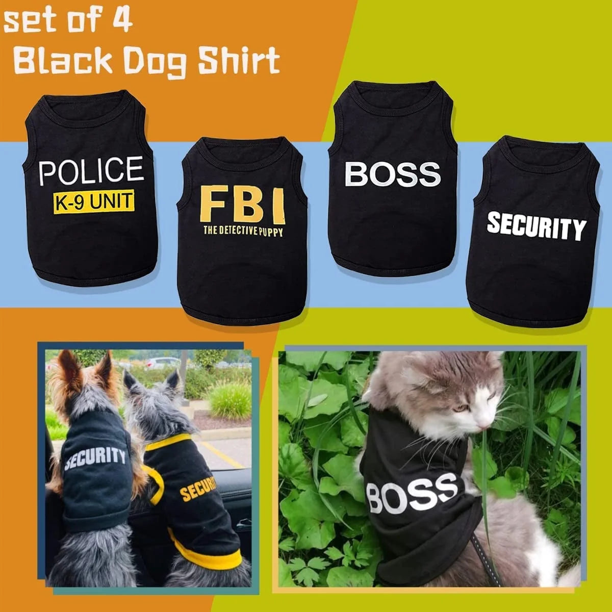 Paquete de 4 camisetas para perros pequeños