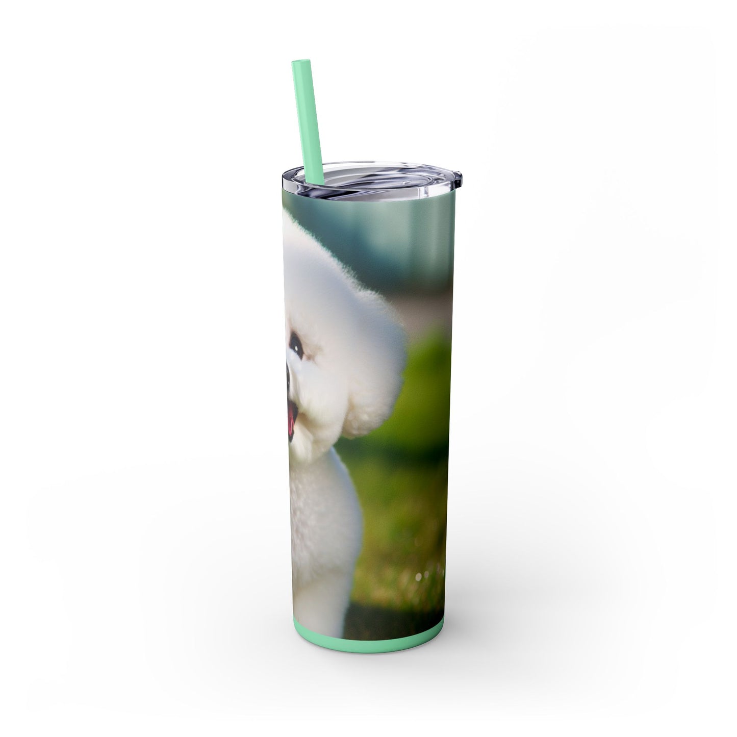 Bichon Frise Skinny Tumbler with Straw, 20oz