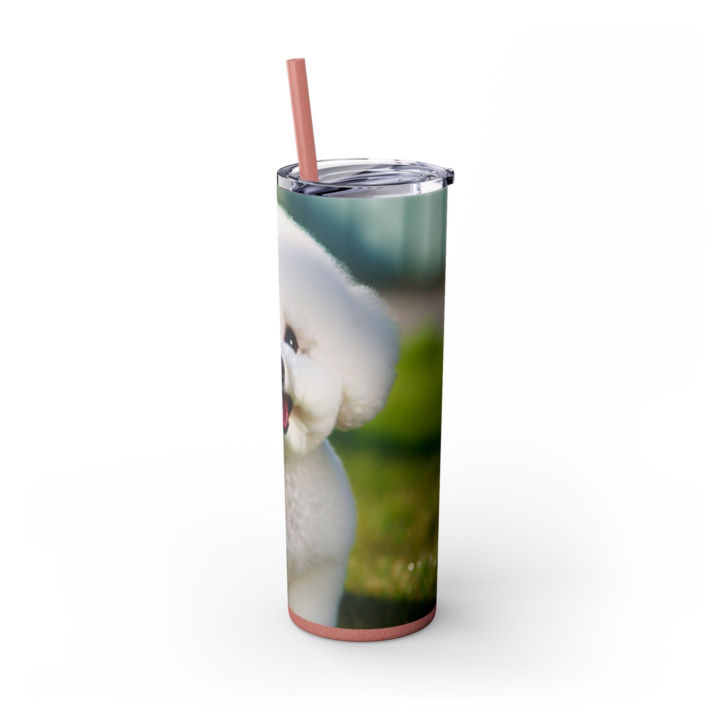 Bichon Frise Skinny Tumbler with Straw, 20oz