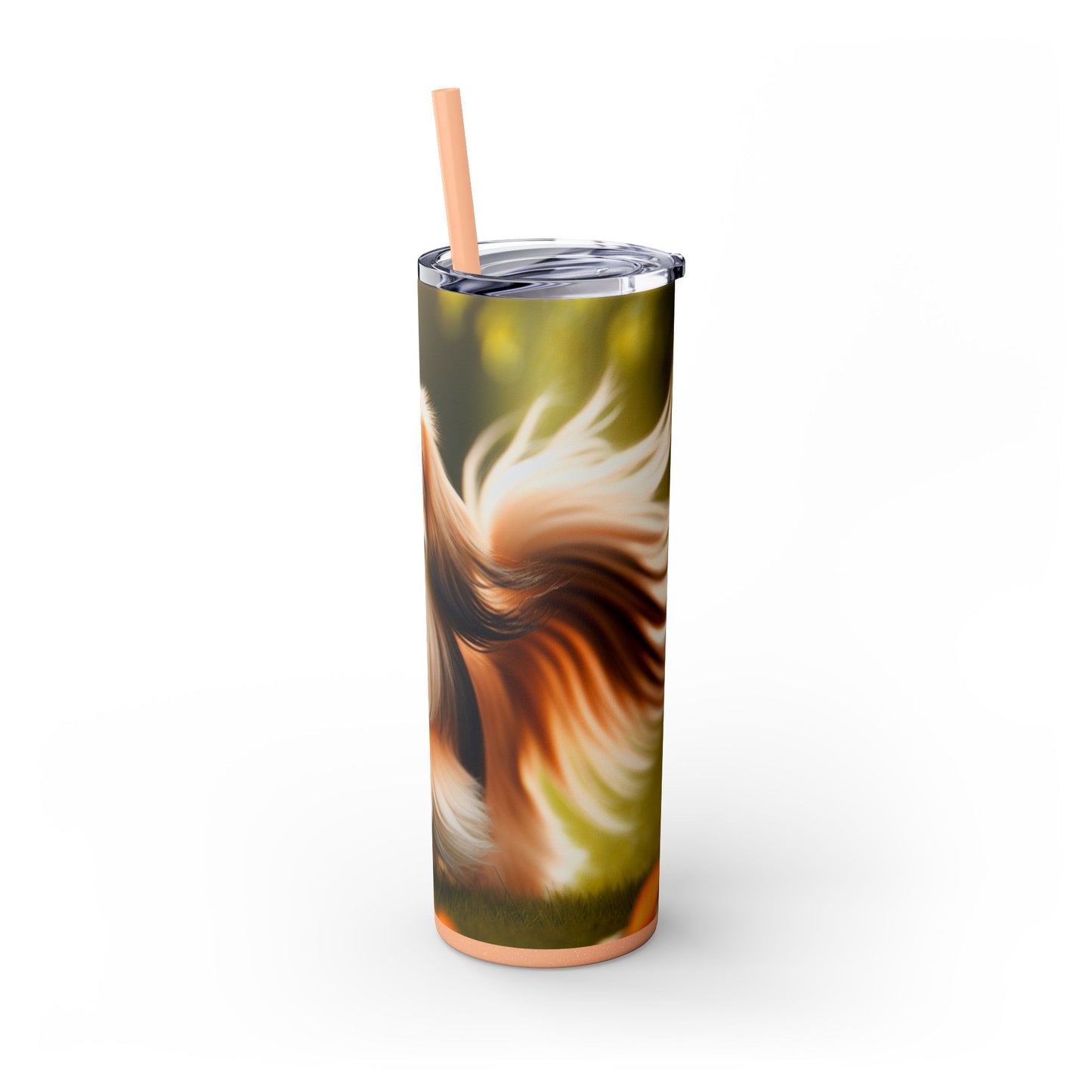 Tibetan Spaniel Skinny Tumbler with Straw, 20oz