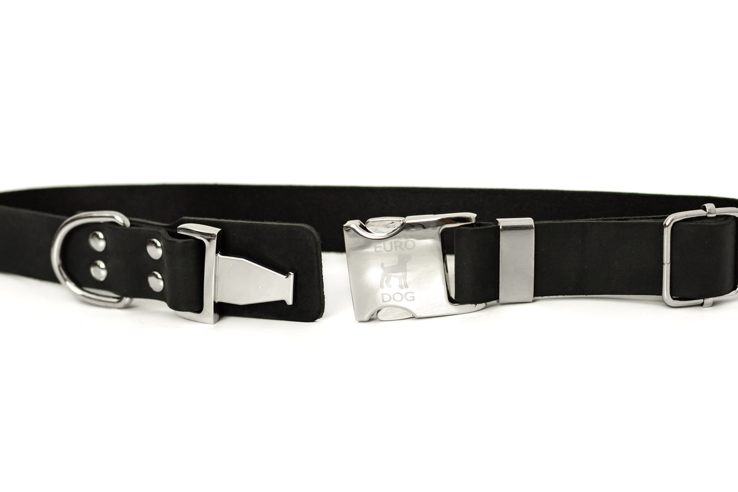 Collar para perro de cuero negro medianoche de estilo moderno y liberación rápida