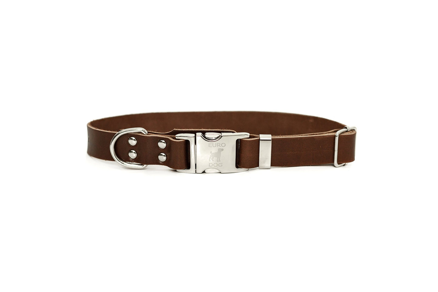 Collar para perro de cuero color chocolate de liberación rápida y estilo moderno
