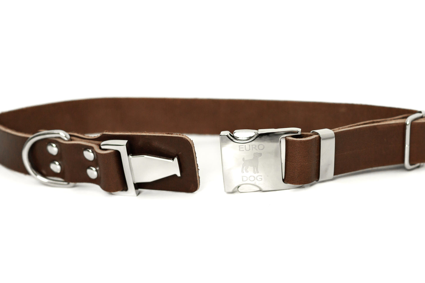 Collar para perro de cuero color chocolate de liberación rápida y estilo moderno