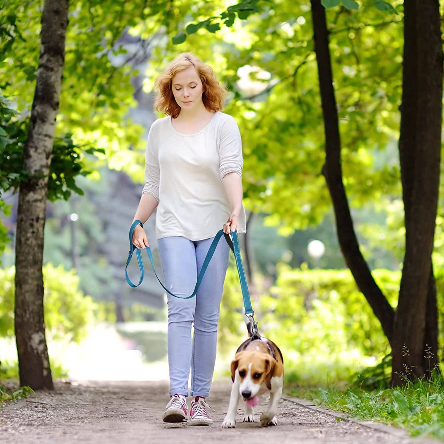 Laisse pour chien robuste de 1,5 m avec 2 poignées rembourrées confortables