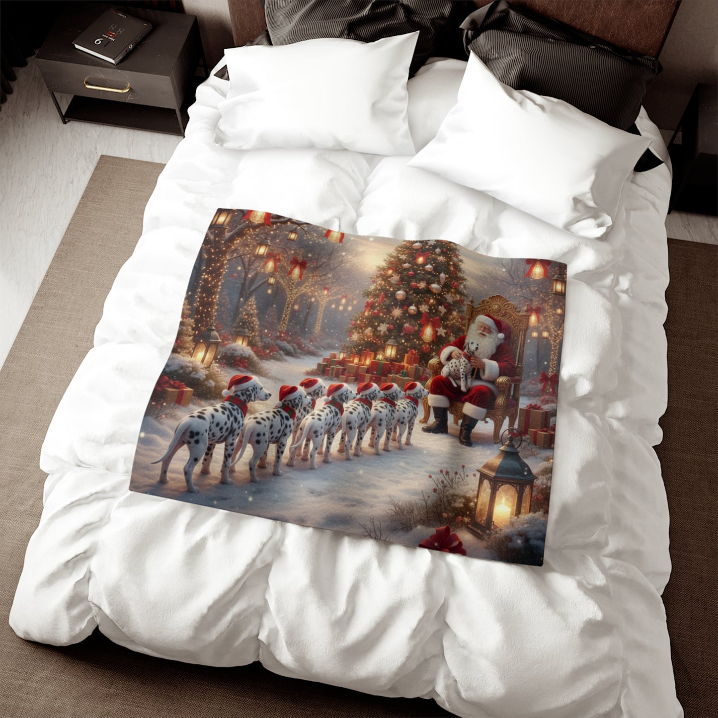 Santa and Dalmatian Puppies Blanket