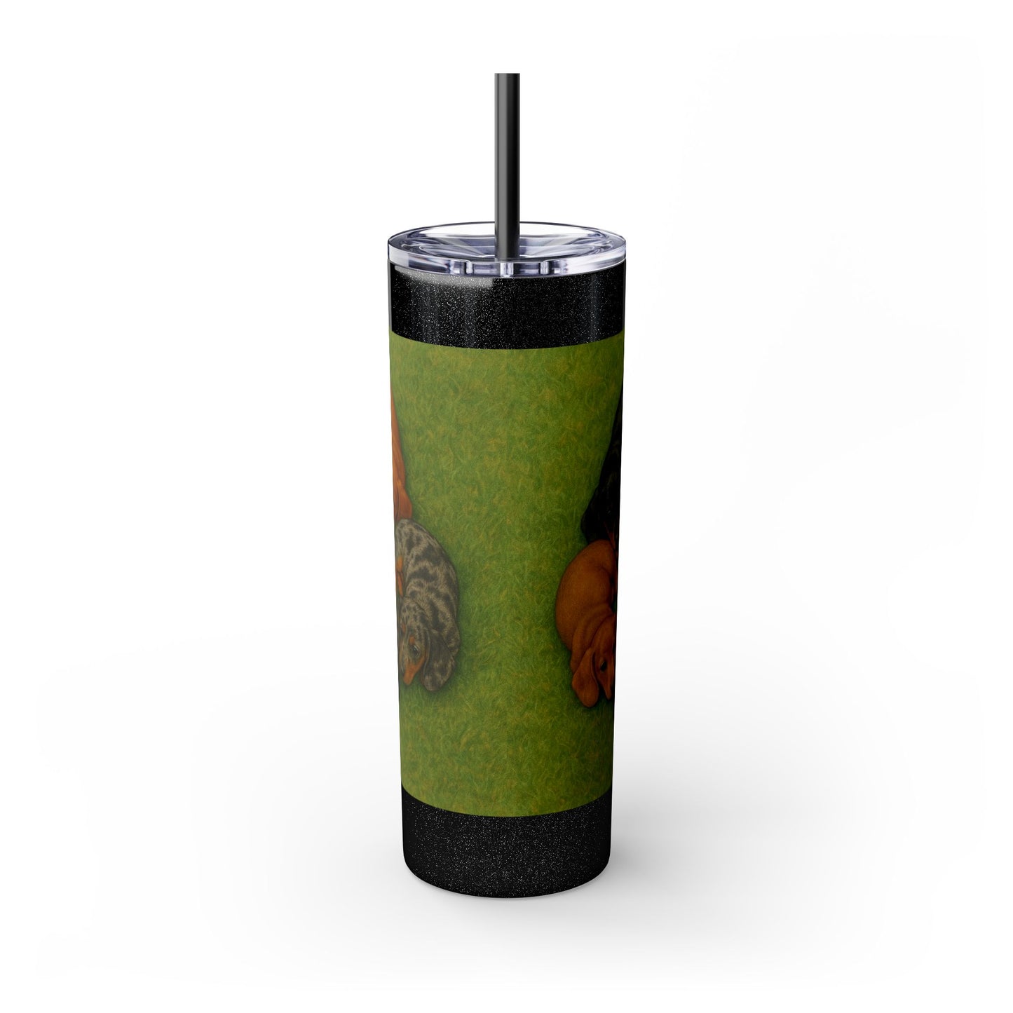 Gobelet isotherme avec paille, motif chiots teckels, 590 ml