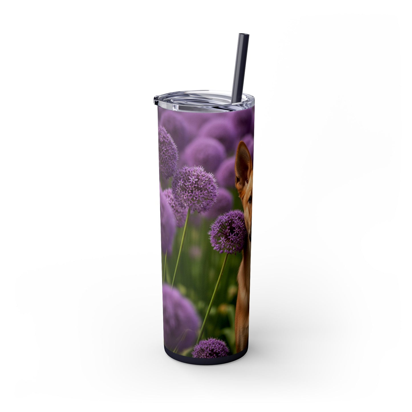 Canaan Dog Skinny Tumbler with Straw, 20oz