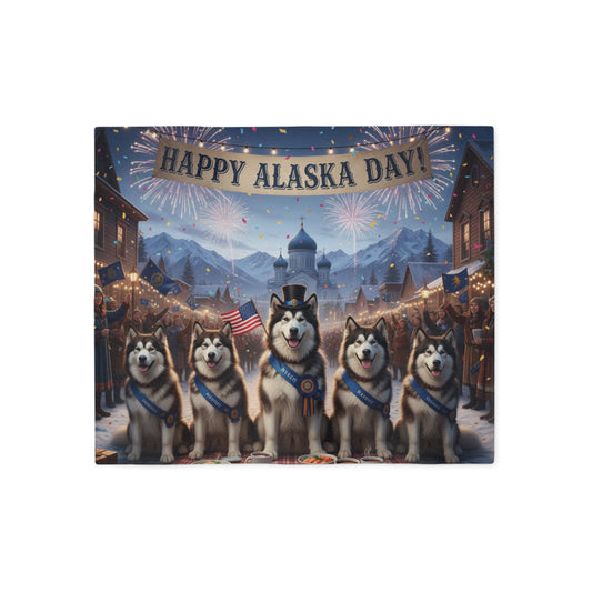 Happy Alaska Day Alaskan Malamutes Blanket
