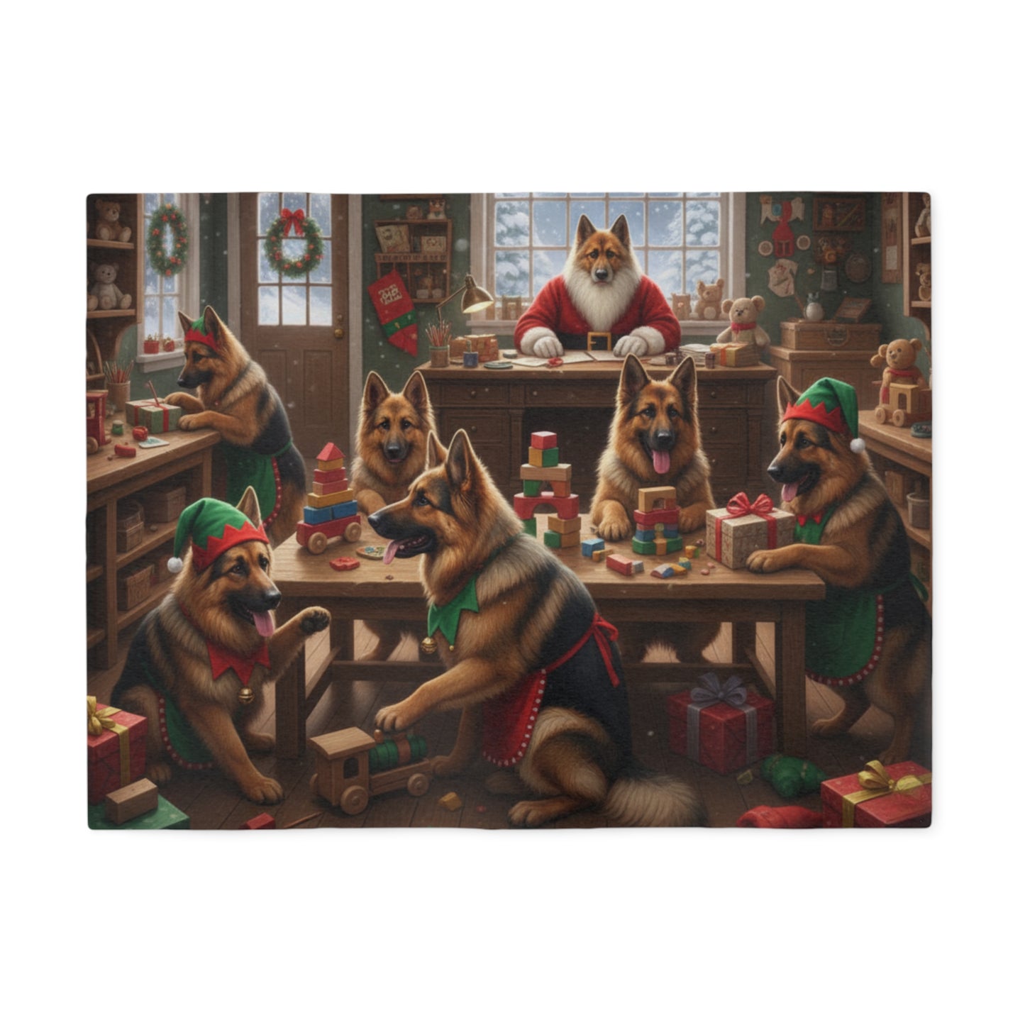 German Shepherd Holiday Workshop Blanket