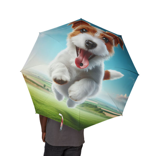 Russell Terrier Semi-Automatic Foldable Umbrella