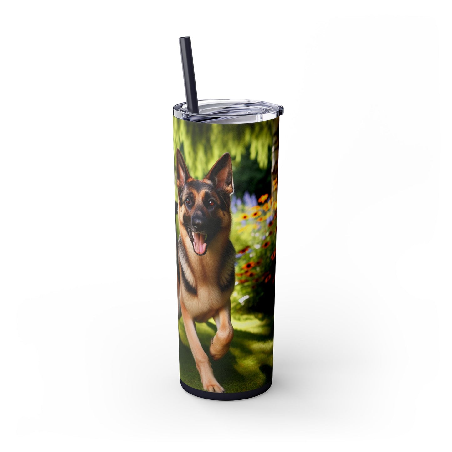 German Shepherd Skinny Tumbler with Straw, 20oz