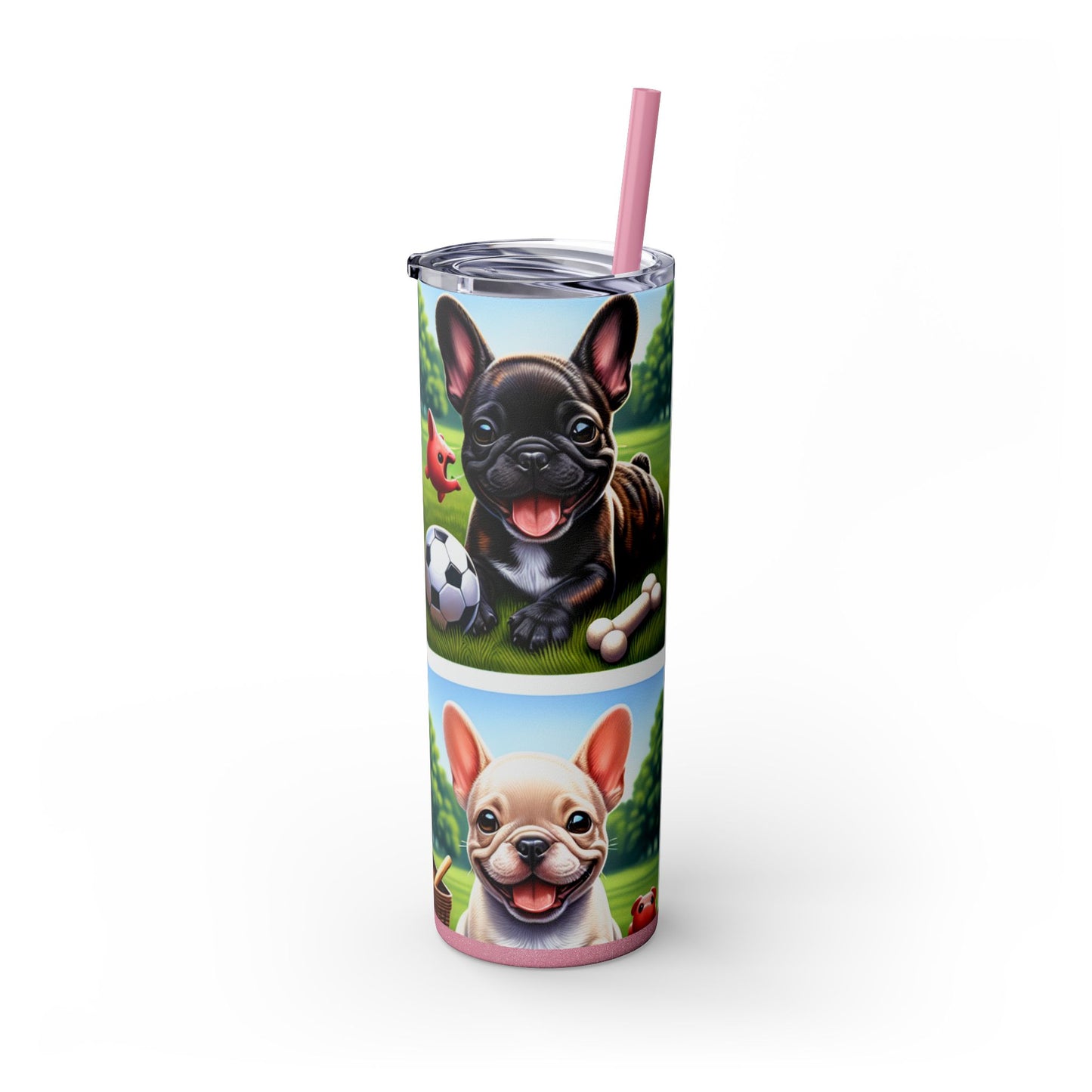 French Bulldog Skinny Tumbler with Straw, 20oz