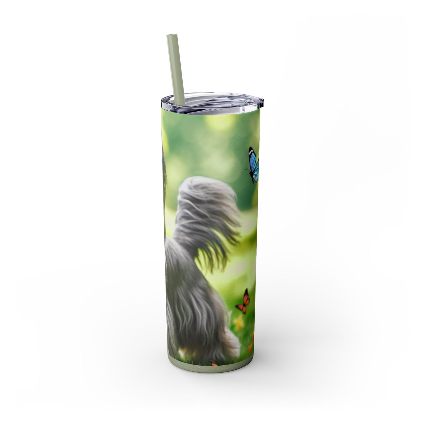 Skye Terrier Skinny Tumbler with Straw, 20oz