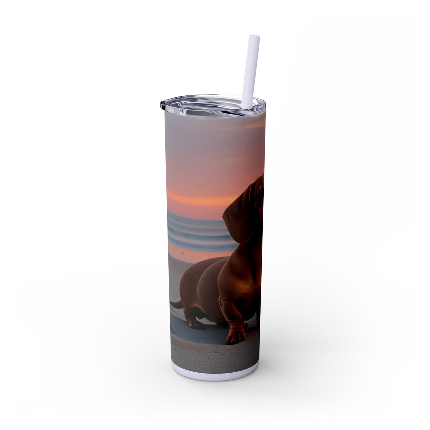 Vaso delgado con pajita Dachshund Love, 20 oz