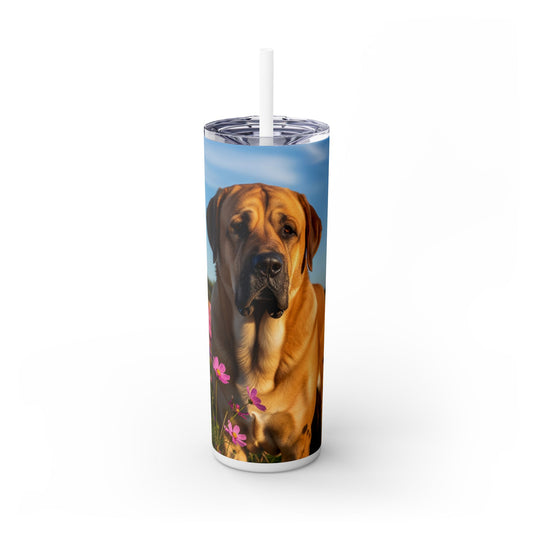 Spanish Mastiff Skinny Tumbler with Straw, 20oz