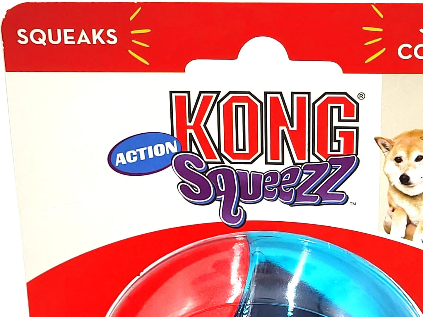 Balle d'action KONG Squeezz rouge, lot de 2, grande, jouet à lancer pour chien qui couine, 7,6 cm 