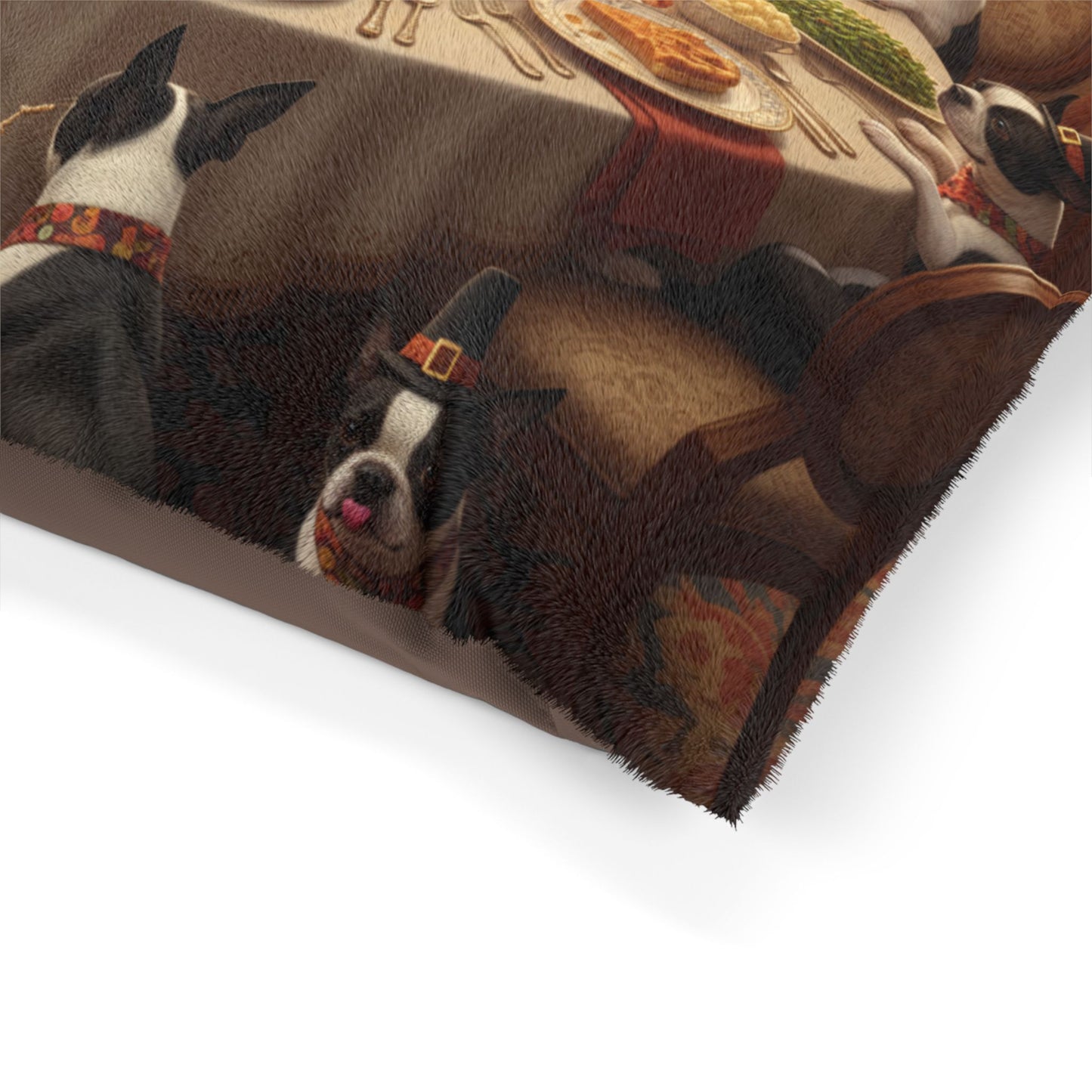 Boston Terrier Thanksgiving Dinner Pet Bed