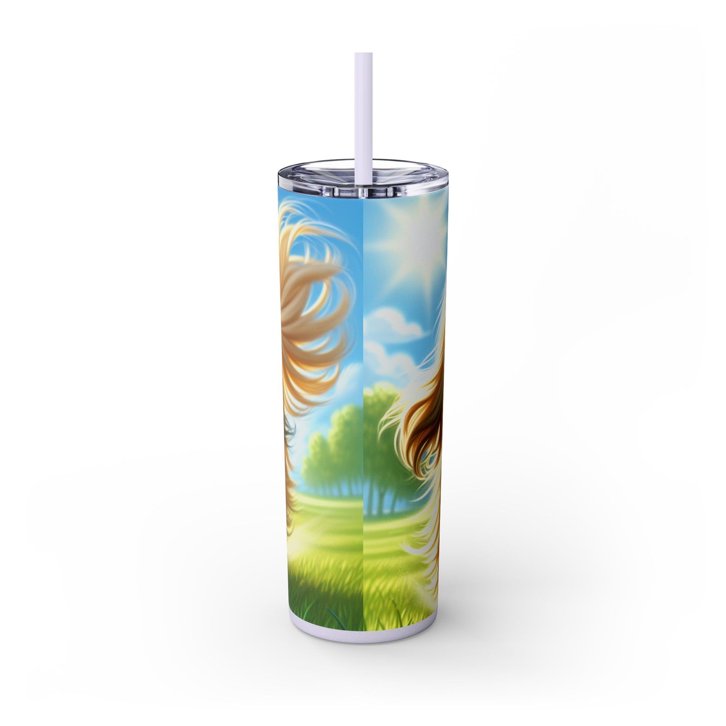 Lhasa Apso Skinny Tumbler with Straw, 20oz