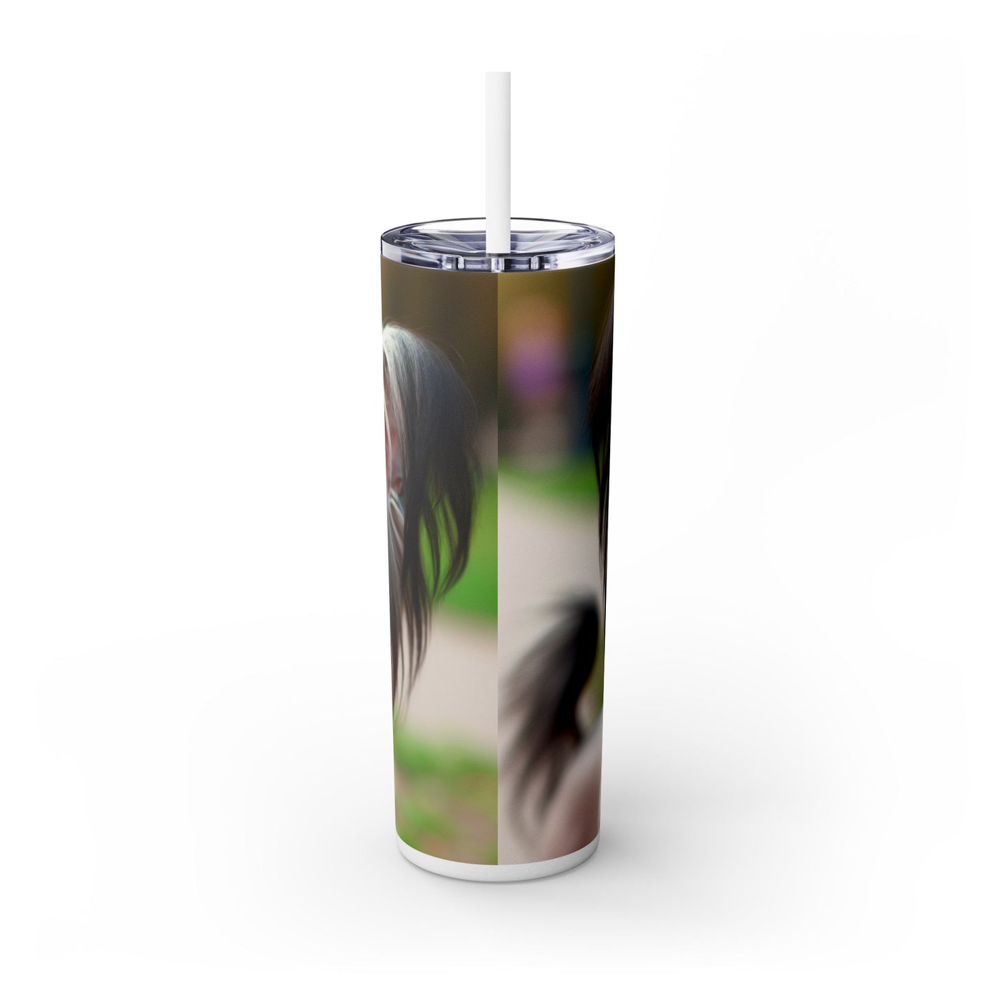 Gobelet isotherme à motif chien chinois à crête avec paille, 590 ml
