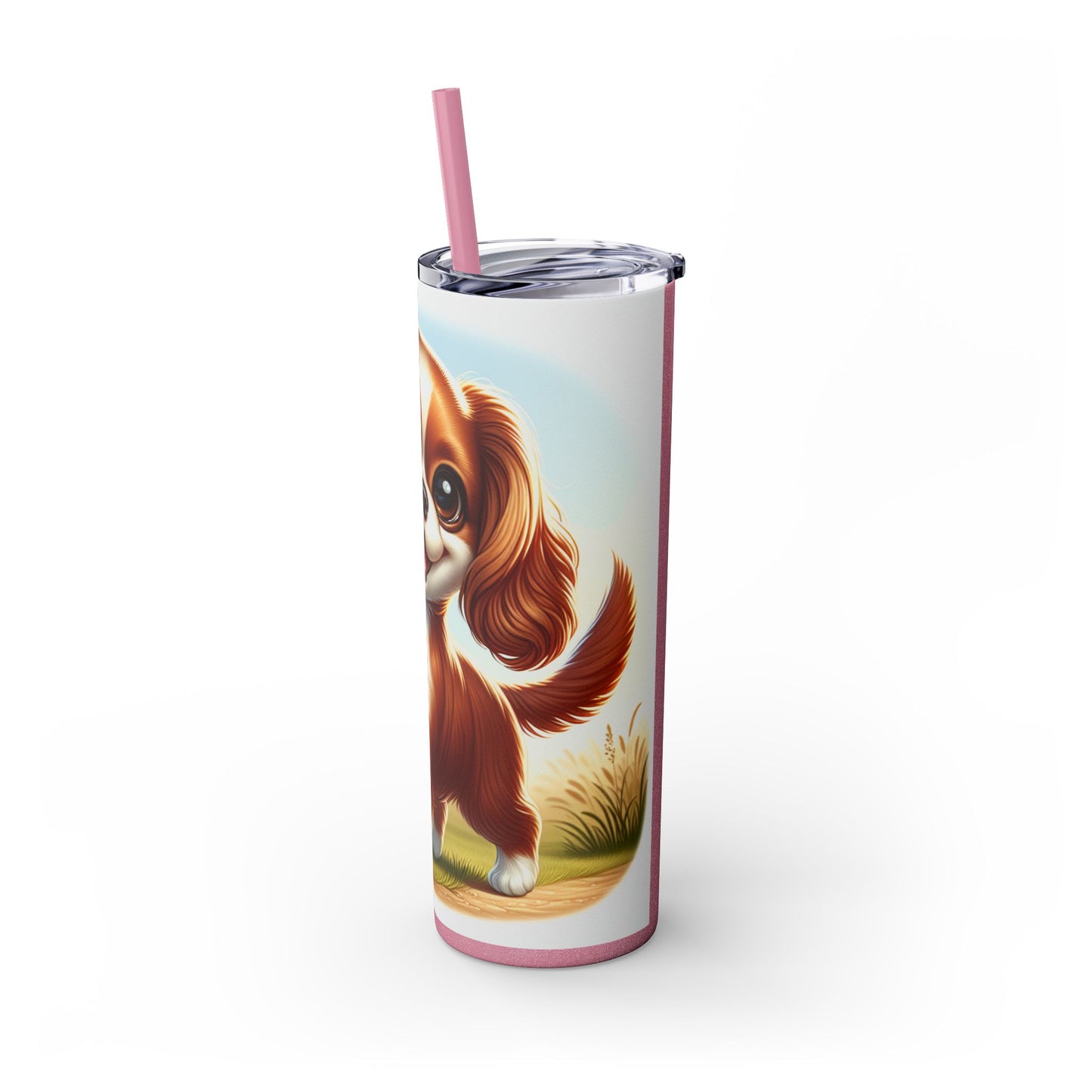 English Toy Spaniel Skinny Tumbler with Straw, 20oz