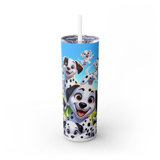 Dalmatian Skinny Tumbler with Straw, 20oz