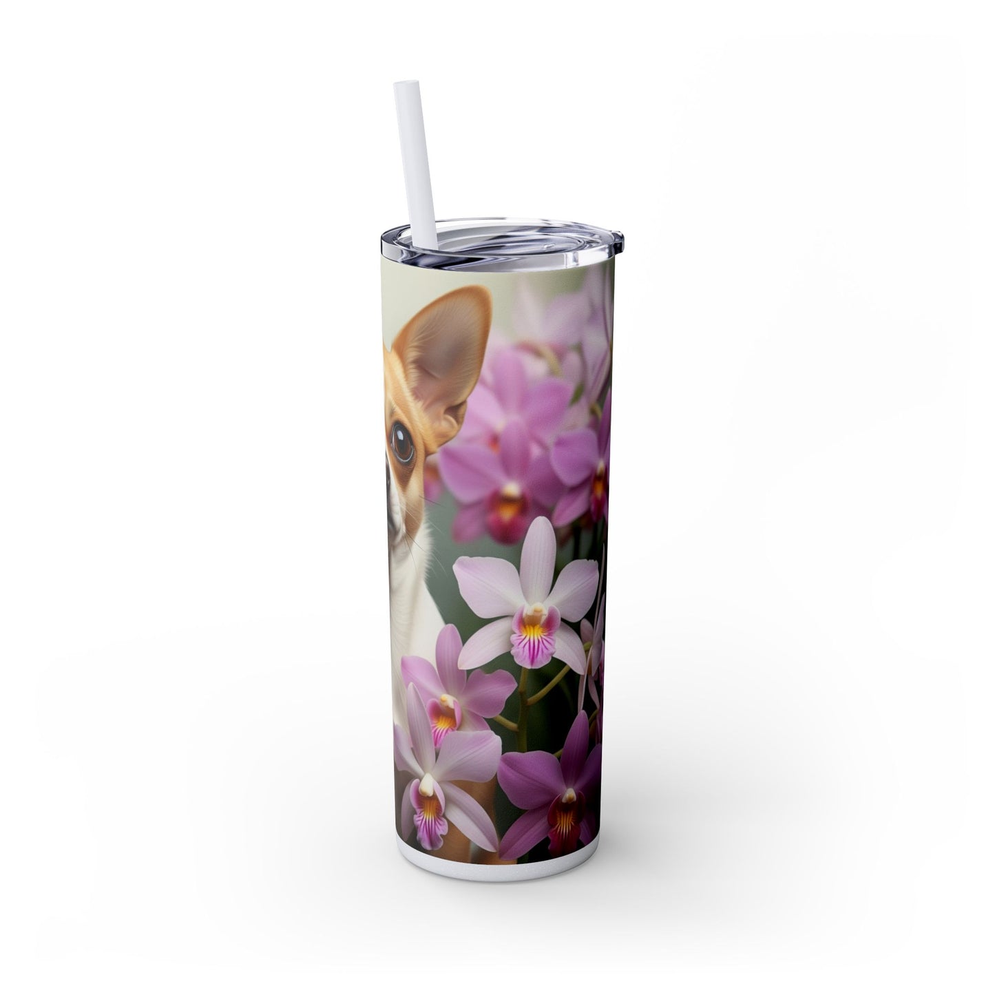 Vaso delgado con pajita para chihuahua, 20 oz