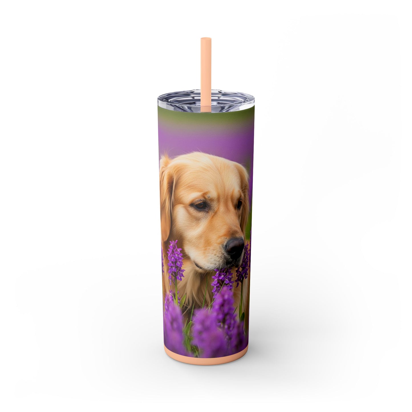 Golden Retriever Skinny Tumbler with Straw, 20oz