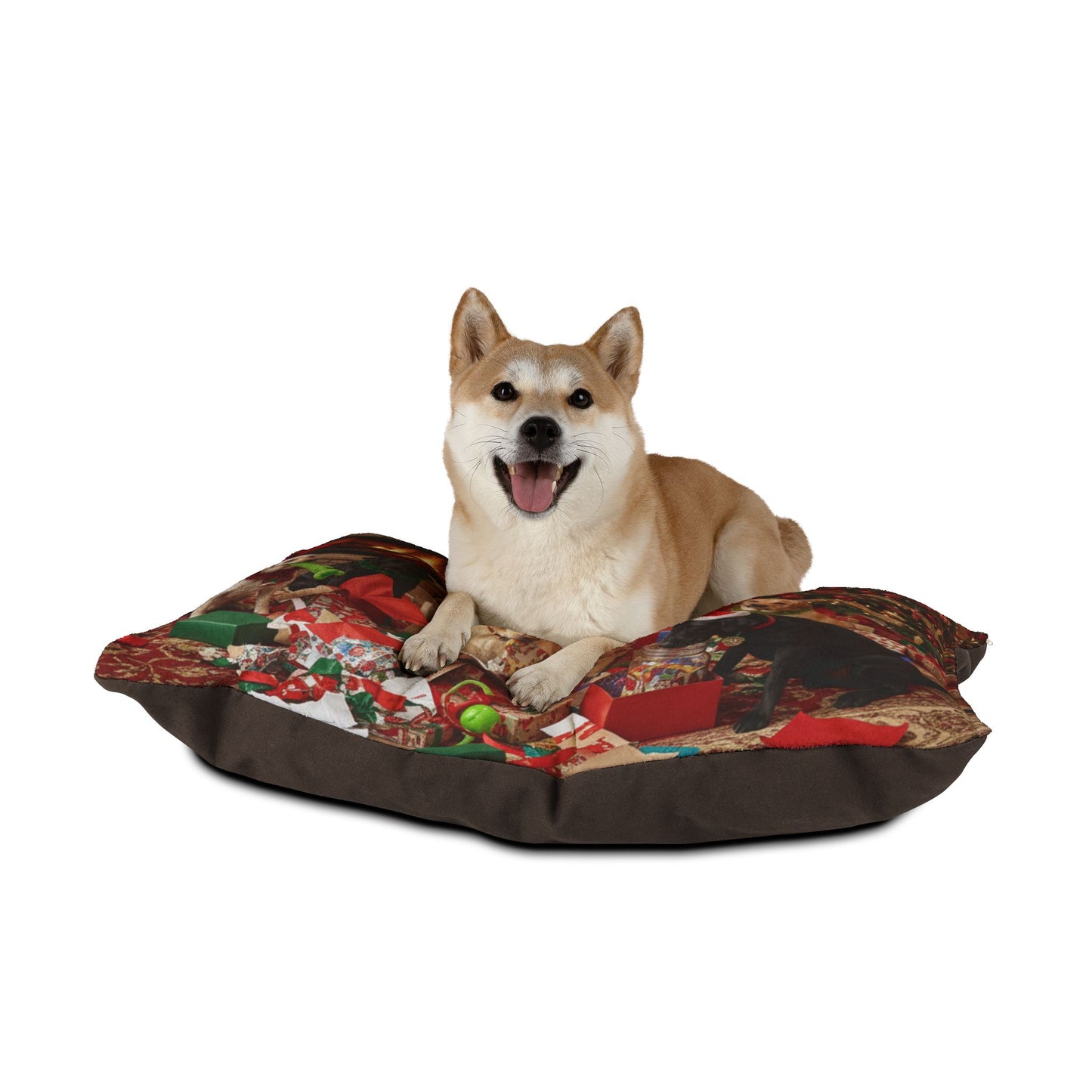 Festive Holiday Fireplace Pet Bed