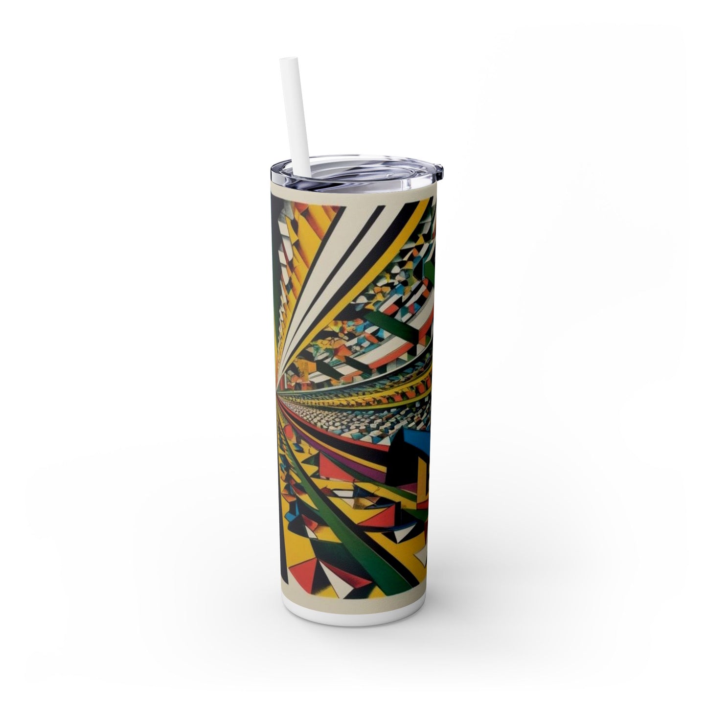 Optical Illusion Skinny Tumbler with Straw, 20oz