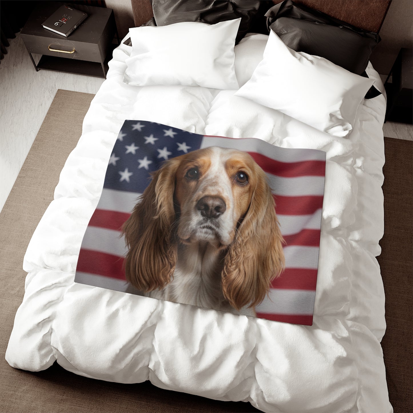 American Cocker Spaniel Patriotic Blanket