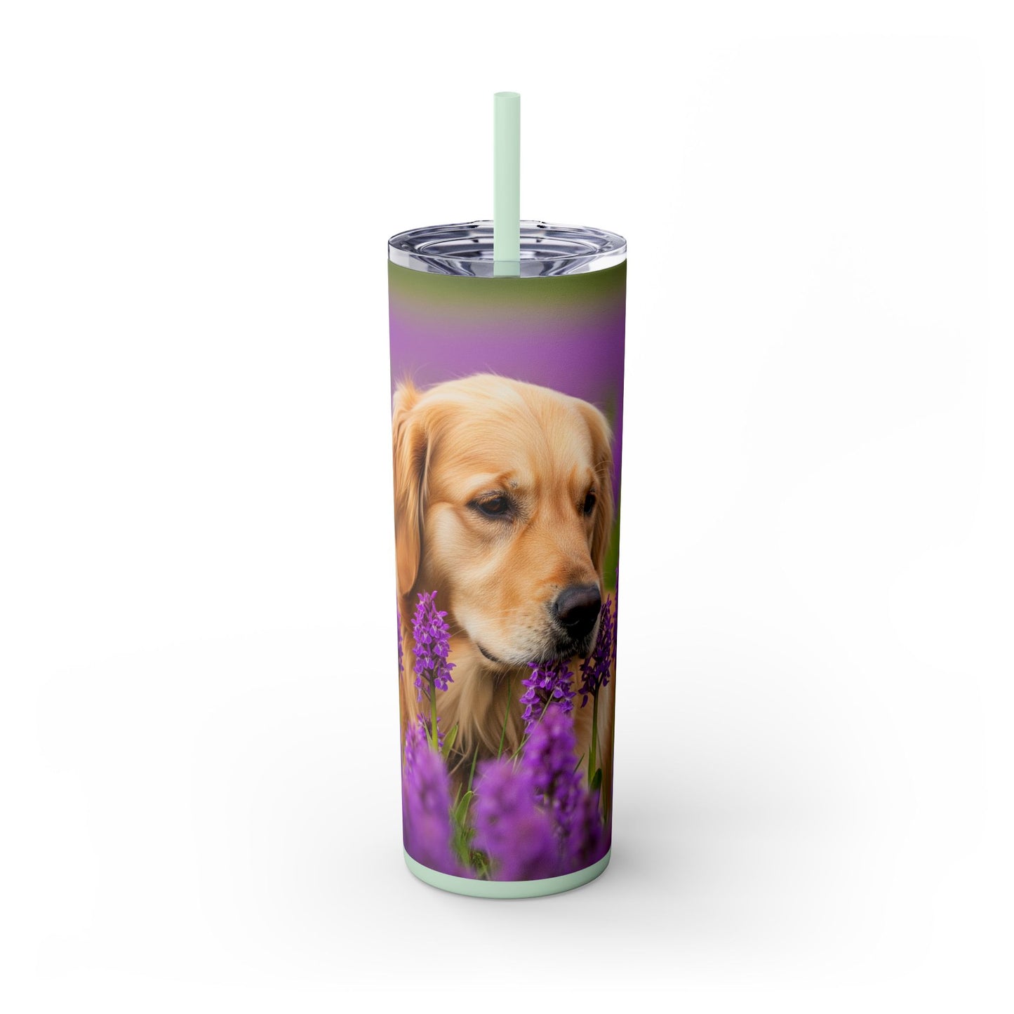 Golden Retriever Skinny Tumbler with Straw, 20oz