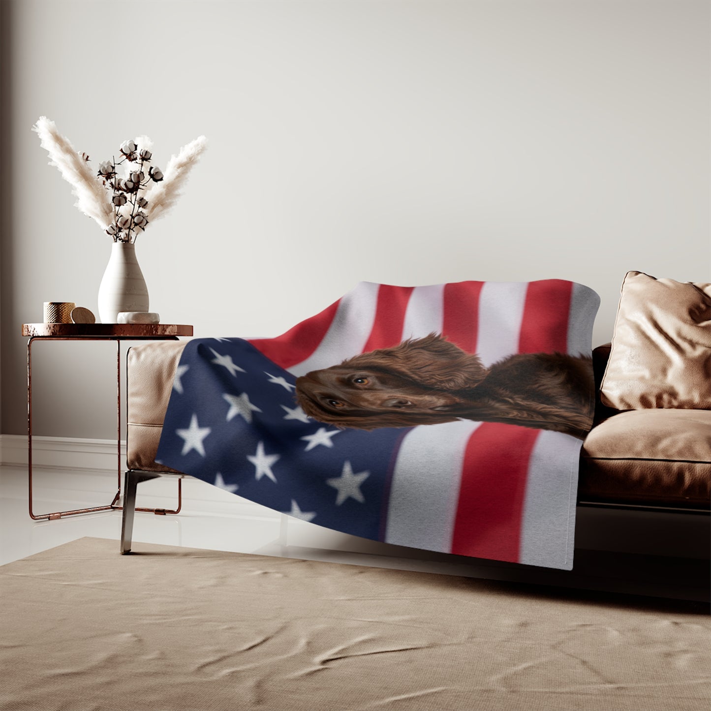 American Water Spaniel Patriotic Blanket
