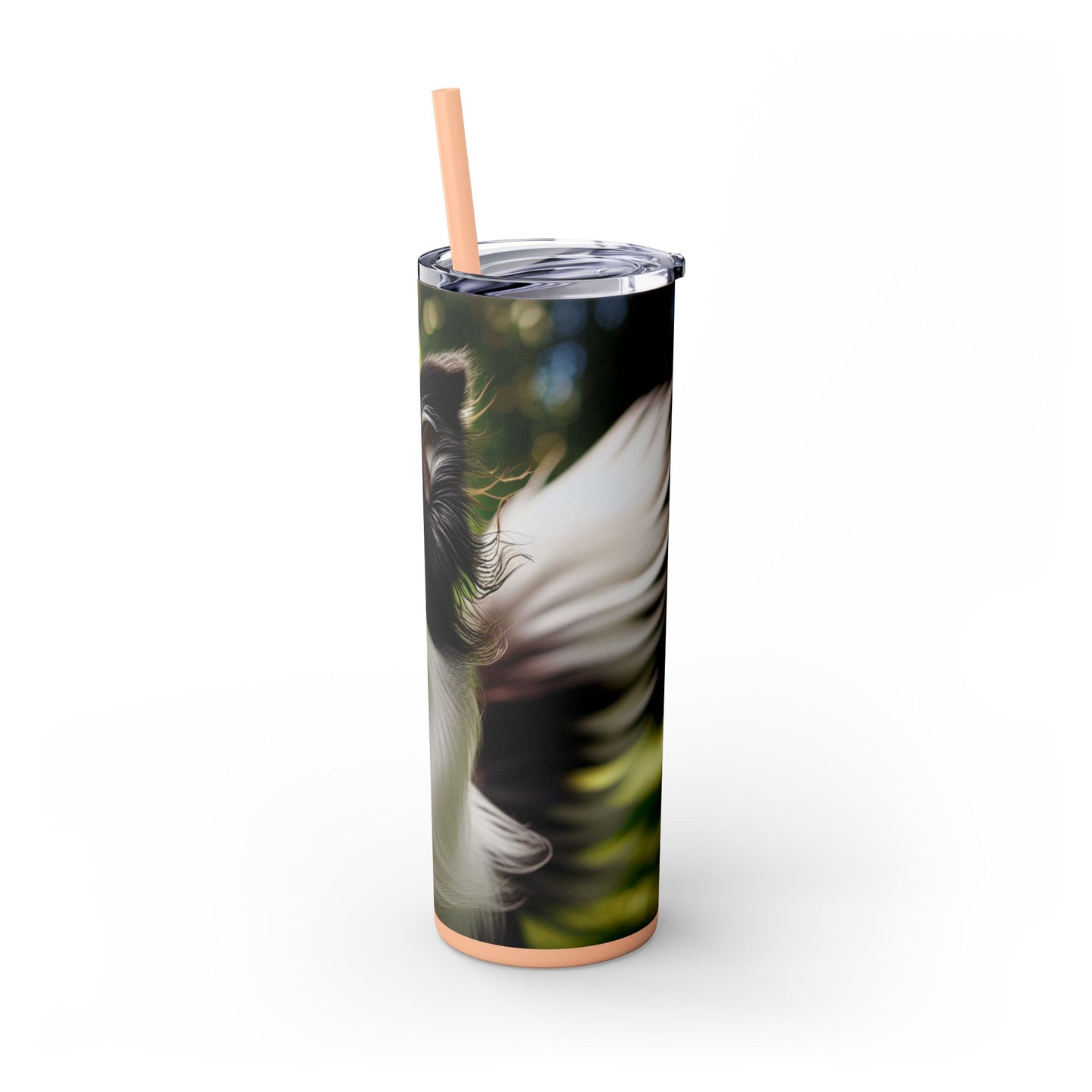 Border Collie Skinny Tumbler with Straw, 20oz