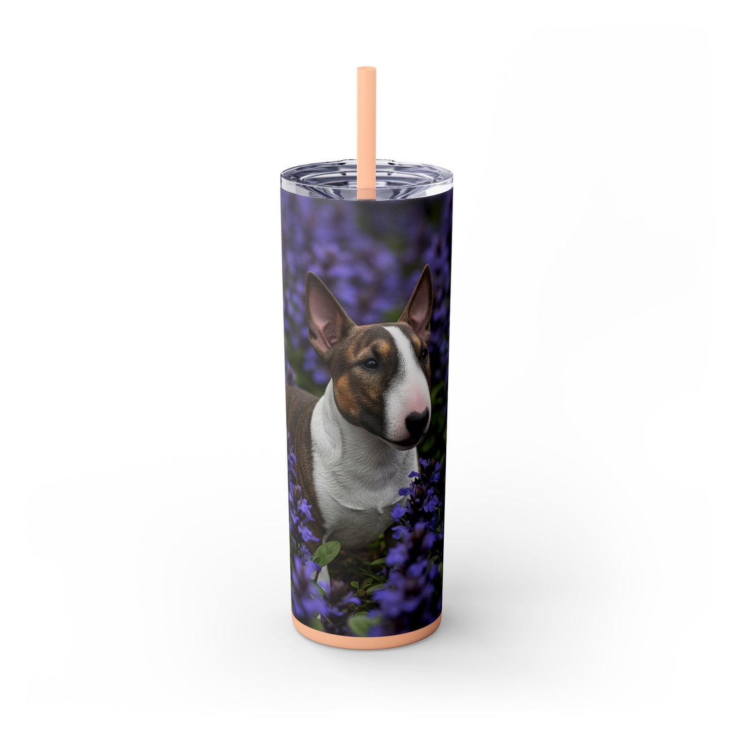 Miniature Bull Terrier Skinny Tumbler with Straw, 20oz